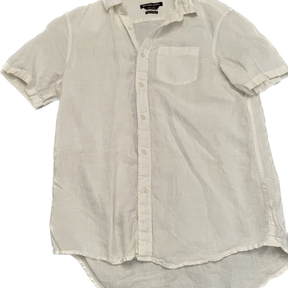 Men’s Michael Kors white short sleeve linen button down - Picture 2 of 3